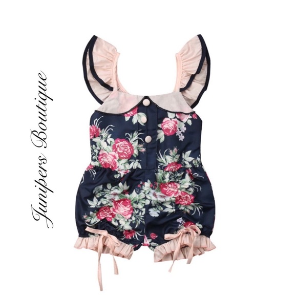 Other - Boutique Girls Navy & Pink Romper